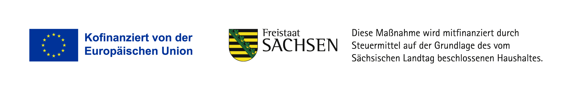 Kofinanziert von der Europäischen Union · Freistaat Sachsen — diese Maßnahme wird mitfinanziert durch Steuermittel auf der Grundlage des vom Sächsischen Landtag beschlossenen Haushaltes.