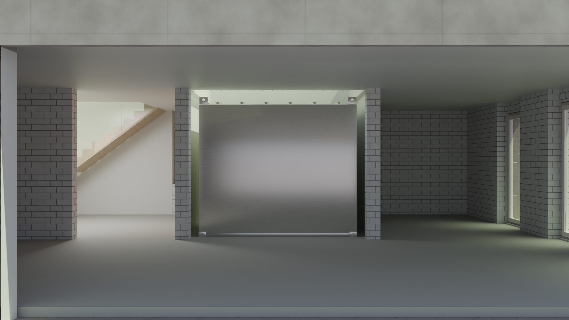 Fertig ausgebautes Erdgeschoss nach der Kernsanierung: Küche, Essbereich und Wohnecke; der Speicher steht hinter der Wand mit Bild und Regal und ist nicht zu sehen.